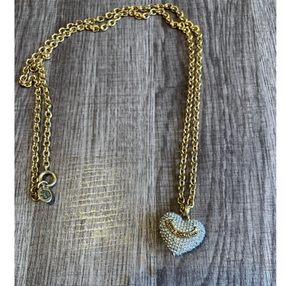 Juicy Couture rhinestone heart long necklace